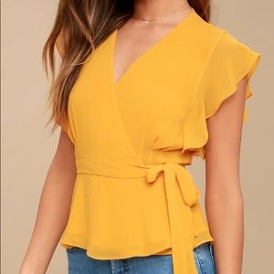Mustard Yellow Wrap Top